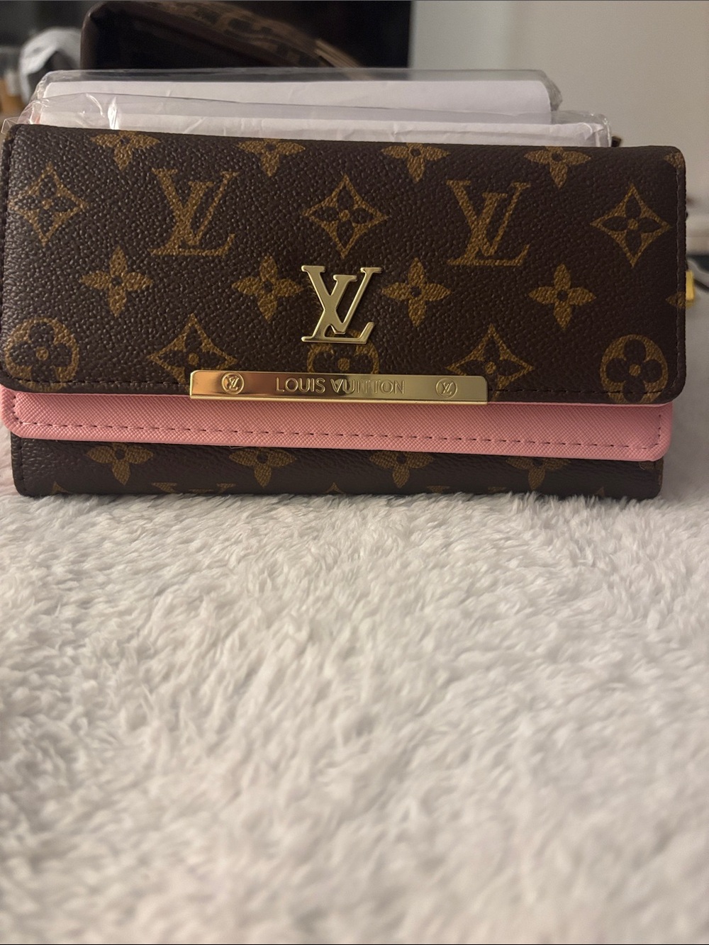 Louis Vuitton Monogram Canvas Pink Trim Compact Wallet